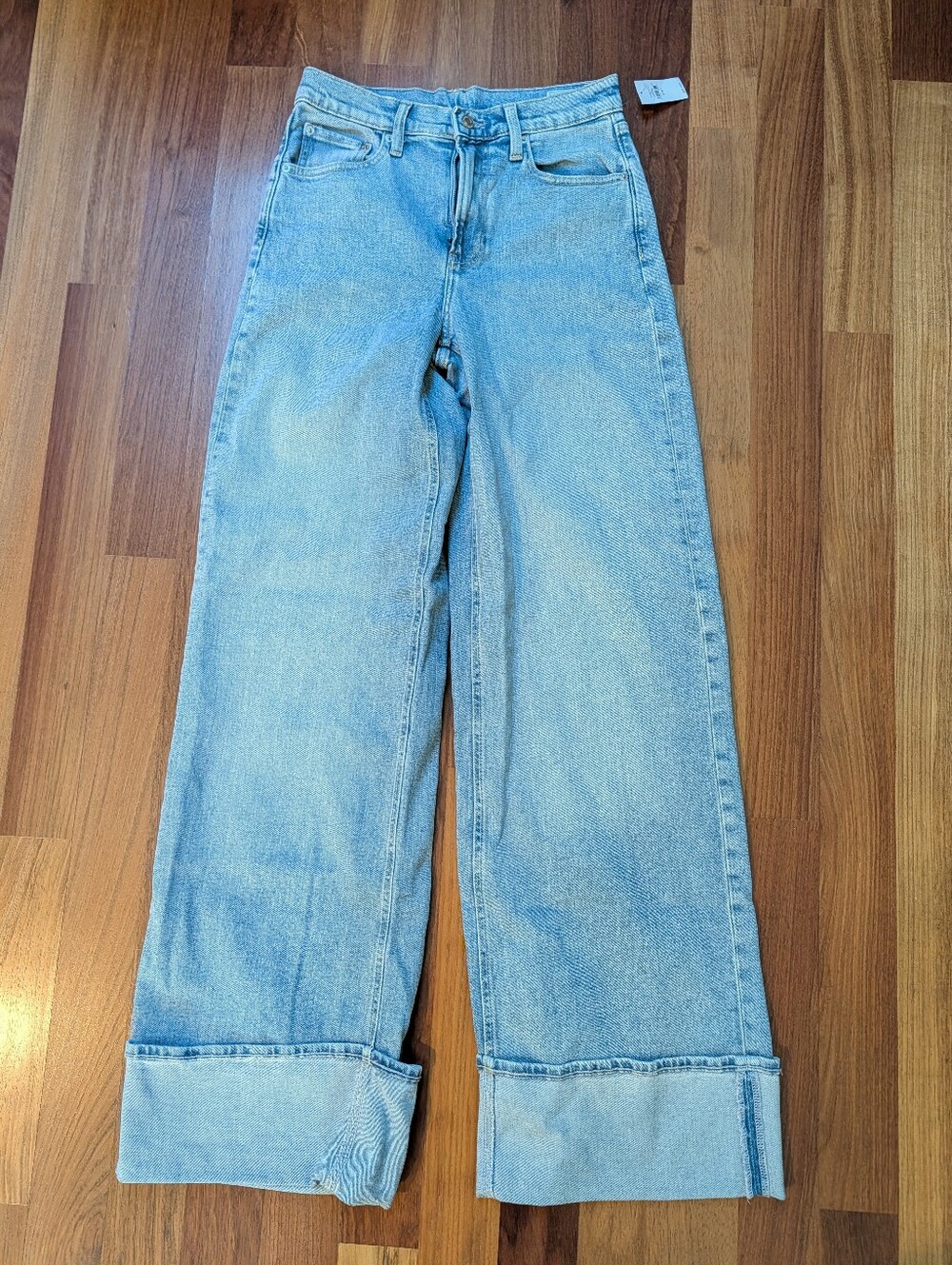 Gap High Rise Stride Jeans 27/4T NWT Light Wash Cuffed Wide Leg